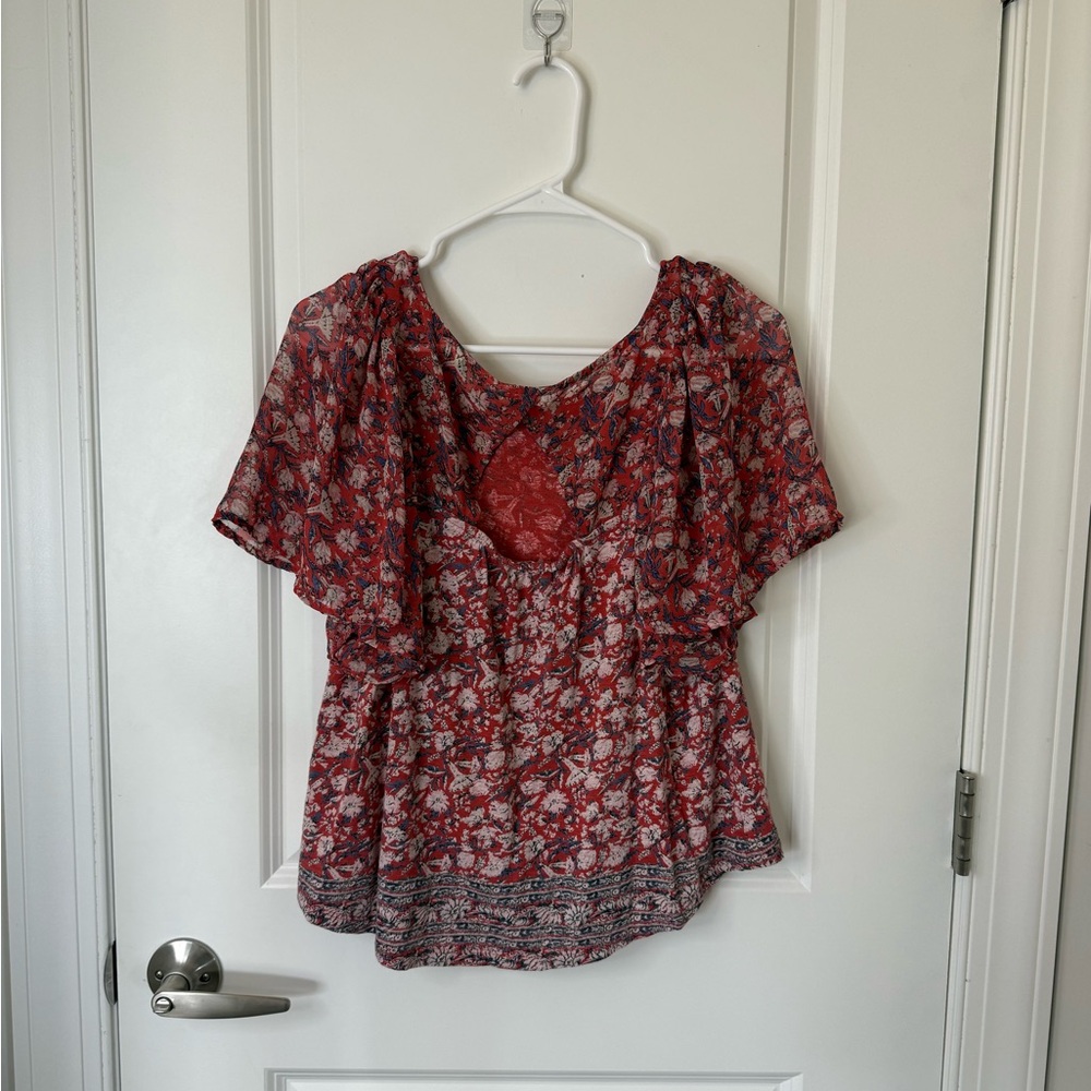 Lucky Brand Red Floral Blouse - Picture 2 of 5